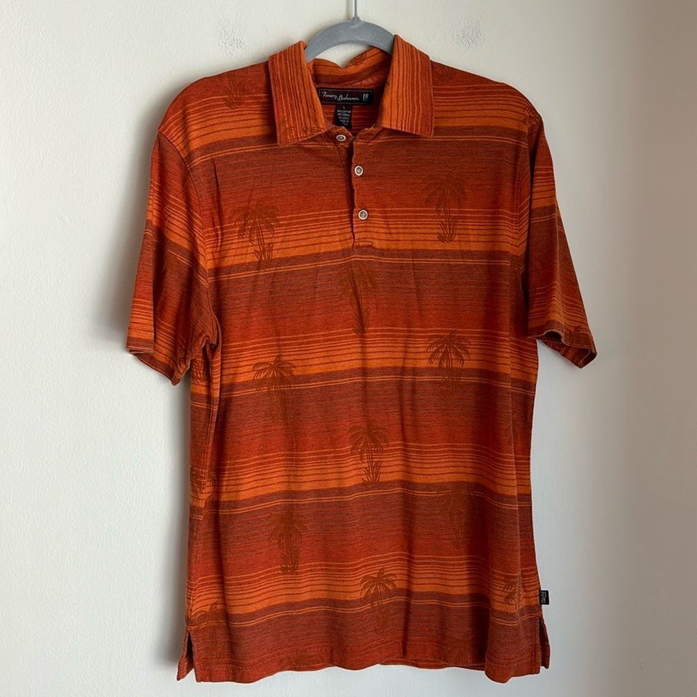 Tommy Bahama Men’s Tropical 18 hole golf vacation tropical palm tree polo size L